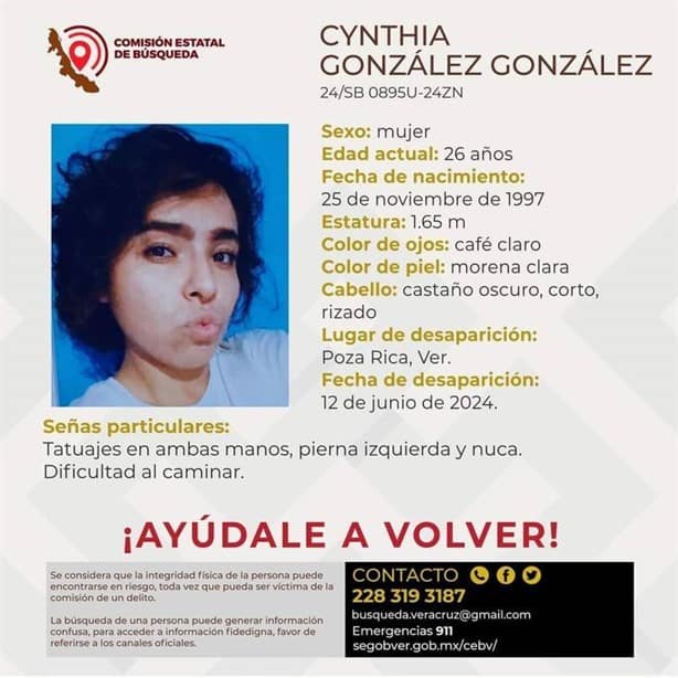 Familiares de Cynthia González, joven desaparecida en Poza Rica, piden protección