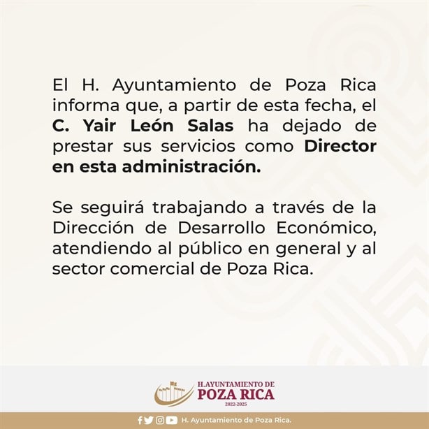 Confirman separación del cargo del director de comercio en Poza Rica