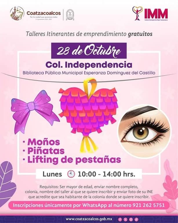 Instituto Municipal de la Mujer impartirá nuevos talleres; detalles y fechas