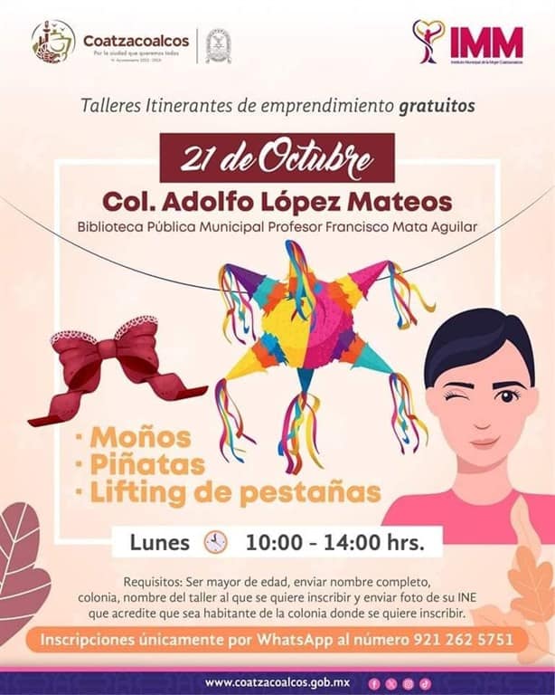 Instituto Municipal de la Mujer impartirá nuevos talleres; detalles y fechas