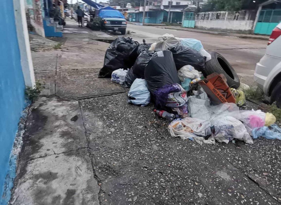 Como un basurero lucen las calles de Nanchital tras suspensión del servicio de limpia pública