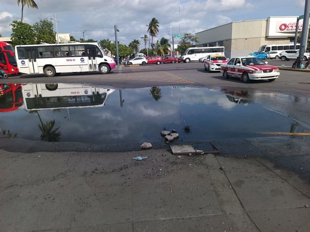 Advierten por mega charco que parece laguna en Díaz Mirón y Bolívar, en Veracruz