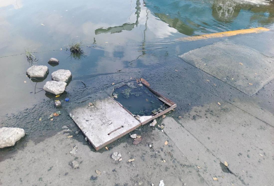 Advierten por mega charco que parece laguna en Díaz Mirón y Bolívar, en Veracruz