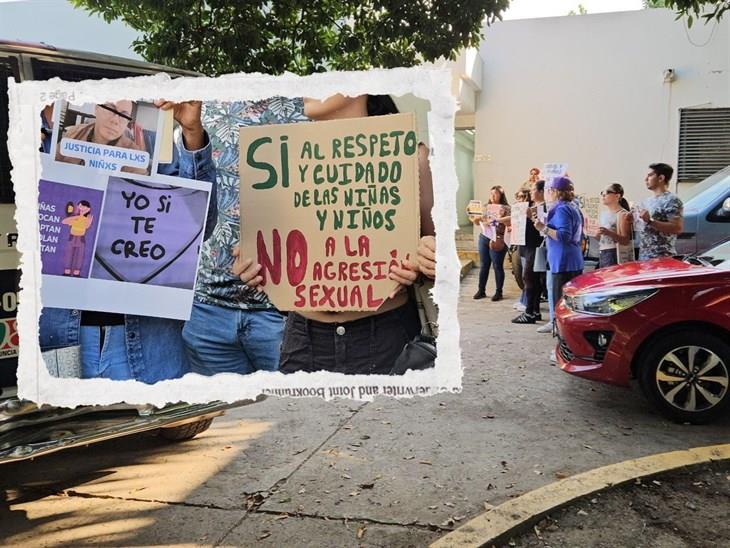 Feministas protestan en Poza Rica para exigir justicia en casos de abusos a menores