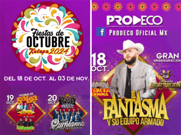 Fiestas de Octubre Xalapa 2024: cartelera de conciertos del 18 al 20 de octubre