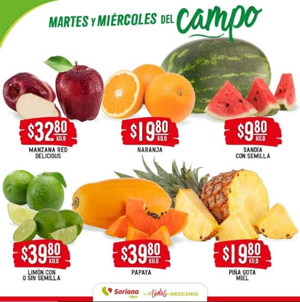 Martes y miércoles del campo en Soriana: estas son las ofertas del 15 y 16 de octubre