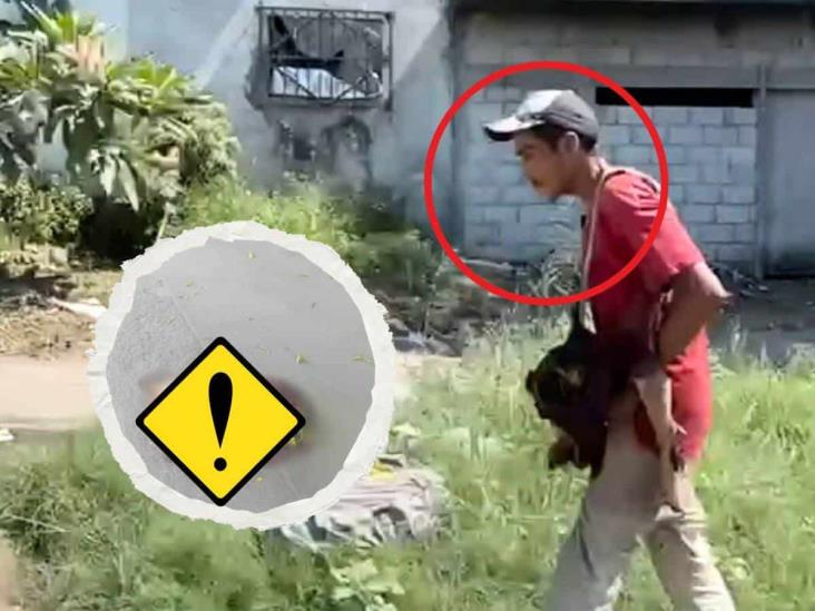 ¡De miedo! En Veracruz, captan a sujeto cargando la cabeza de un perro