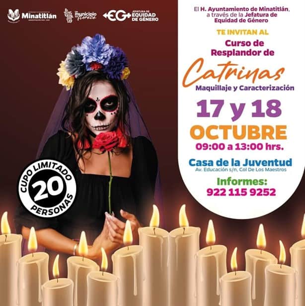 Impartirán curso de maquillaje para catrinas en Minatitlán; lugar y fecha