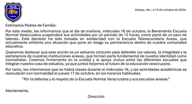 La Benemérita Escuela Normal Veracruzana se va a paro; ¿Cuál es el motivo?