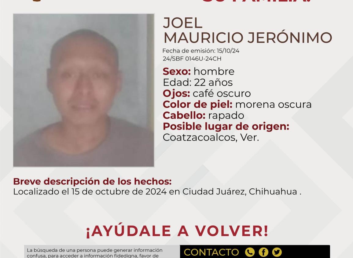 Buscan en Ciudad Juárez a familiares de Joel Mauricio; sería de Coatzacoalcos