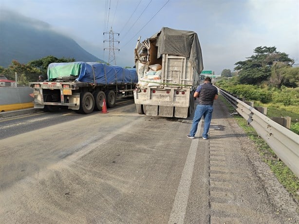 Choque de tráileres en la autopista Orizaba-Puebla provoca la muerte de dos caballos