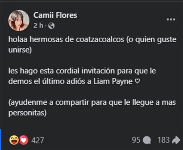 Convocan a rezo en memoria de Liam Payne en Coatzacoalcos; ¿cuándo, y a qué hora?