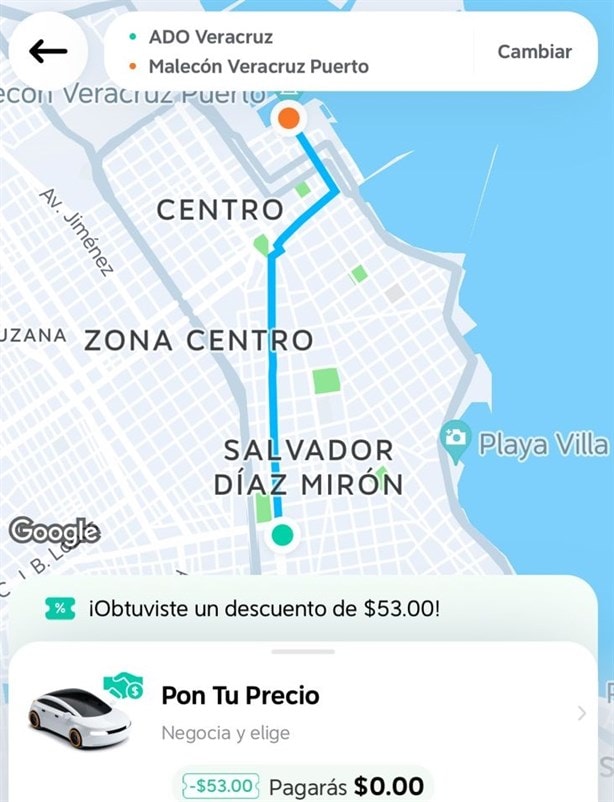 Didi en Veracruz: ¿Cuánto cuesta un viaje del ADO al Malecón?