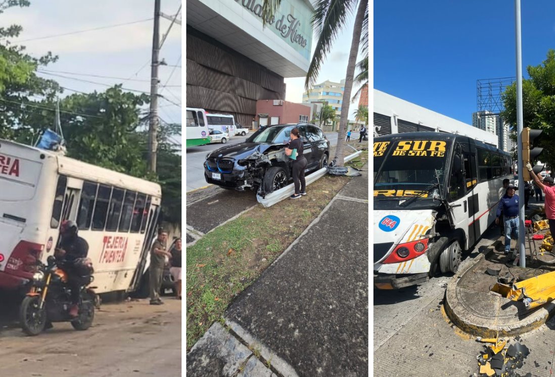 4 luminarias dañadas por accidentes automovilísticos durante la última semana en Veracruz