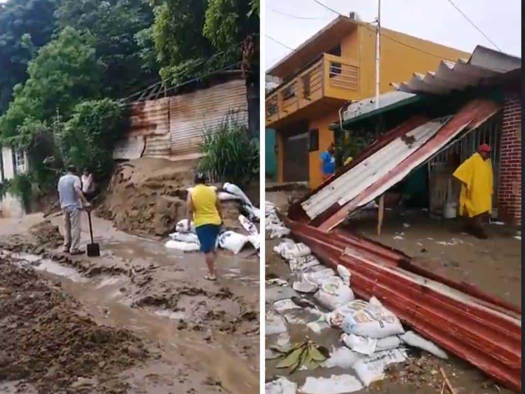 Deslave de cerro en Coatzacoalcos pone en riesgo a familias, "la tierra invade nuestras casas" | VIDEO