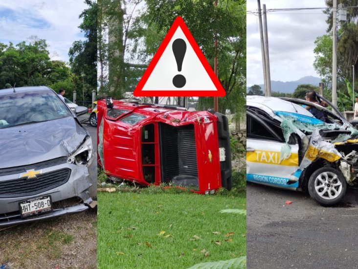 Choque de tres vehículos en la Carretera Federal 150 Córdoba-La Tinaja provoca movilización de emergencia