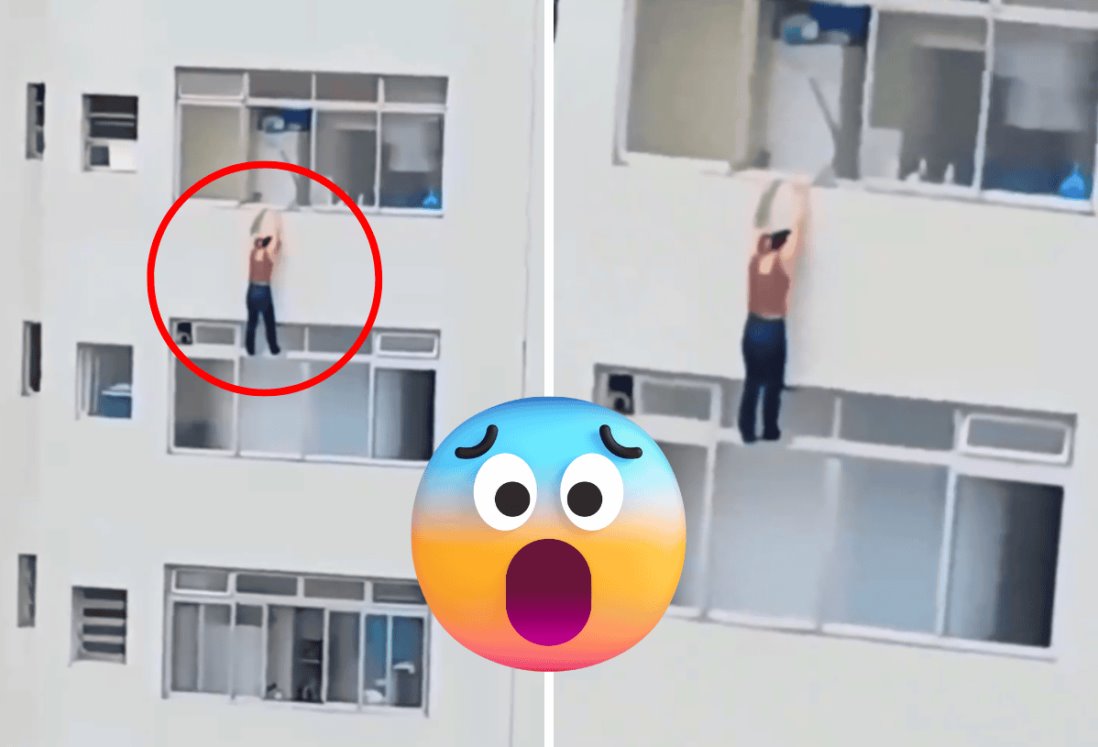 ¡De terror! Mujer queda colgada del piso 16 mientras limpiaba una ventana | VIDEO