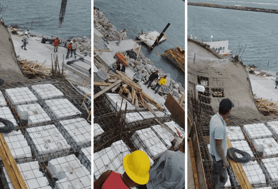 Colapsó estructura de madera en plaza Acuario de Veracruz por fuertes vientos, confirma PMA