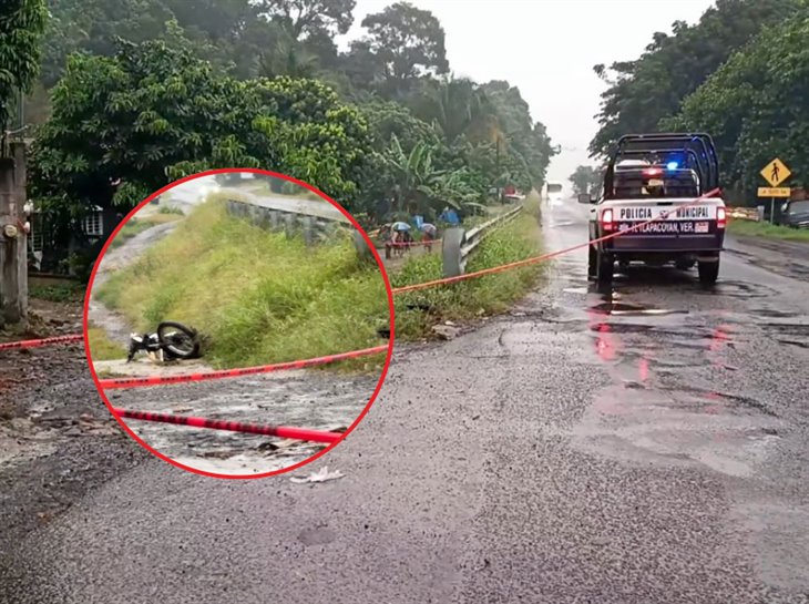 Motociclista fallece tras estamparse contra muro de contención en Tlapacoyan