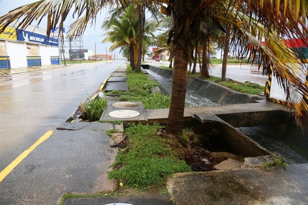 Intensas lluvias generan un socavón en importante avenida de Coatzacoalcos | VIDEO