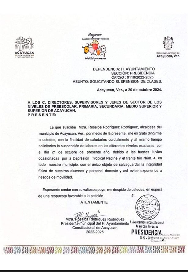 Tormenta Tropical Nadine: ¿Habrá suspensión de clases en Acayucan?