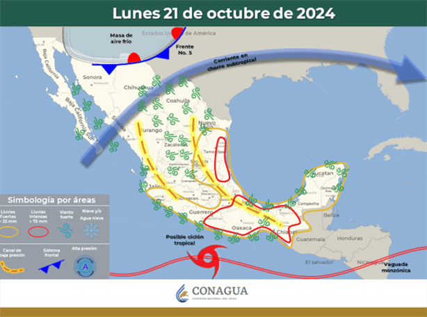 Ciclón Lane y Frente Frío 5: ¿Qué estados en México afectarán hoy 21 de octubre? ¿está Veracruz?