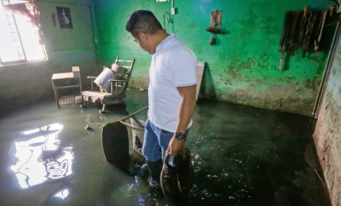 Serias afectaciones en San Pedro Soteapan por fuertes lluvias