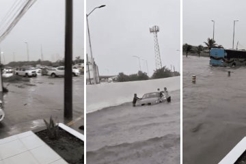 Inundaciones provocan cierre de carriles en el bulevar de la Riviera Veracruzana | VIDEO