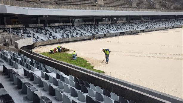 Inicia la colocación de pasto en las canchas del estadio Luis Pirata Fuente, en Veracruz