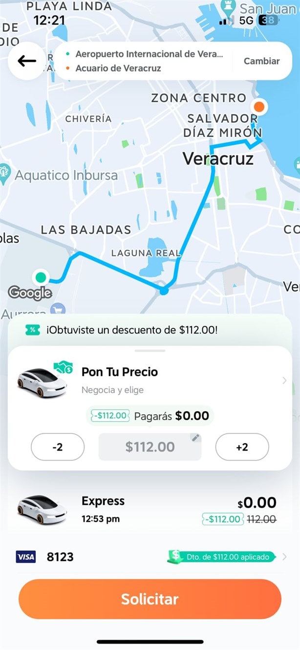DiDi en Veracruz: ¿Cuánto cuesta un viaje del aeropuerto al acuario?