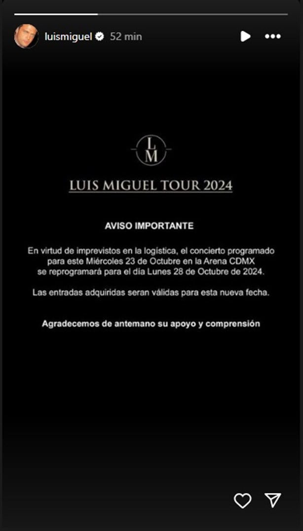 ¿Tenías boletos para el concierto de Luis Miguel del 23 de octubre? Tenemos malas noticias