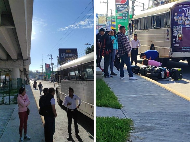 Motociclista es arrollada por un autobús en avenida Lázaro Cárdenas de Xalapa