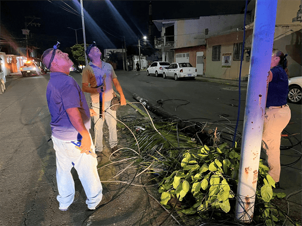 Tráiler derriba varios postes y causa cuantiosos daños en la colonia Revolución de Boca del Río | VIDEO