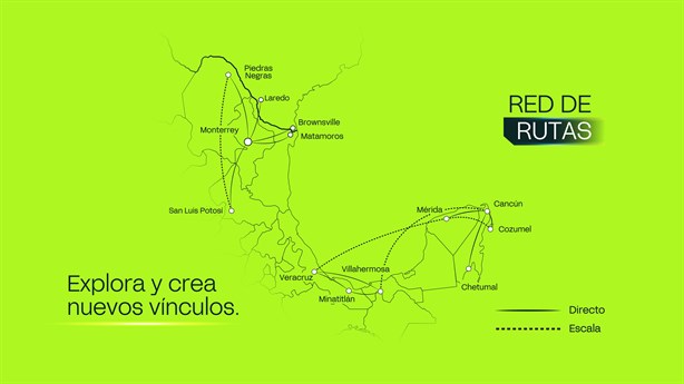 Estas son las regiones dónde opera Aerus, empresa que ya ofrece vuelos desde el aeropuerto de Minatitlán