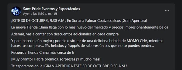 Confirman fecha y hora de inauguración de tienda china en Coatzacoalcos ¿darán té gratis?