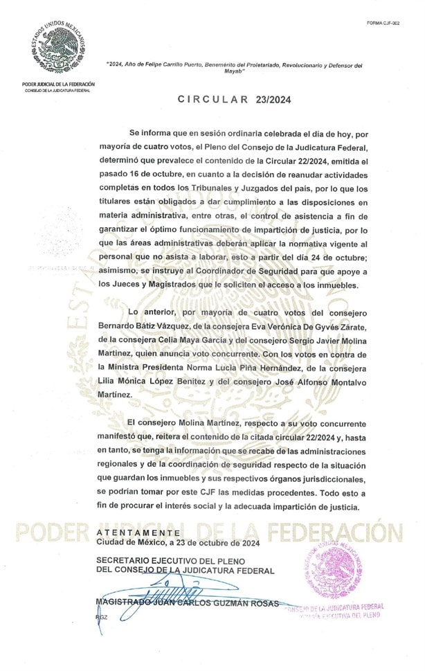 Ordena Consejo de la Judicatura Federal reanudar labores en todos los juzgados