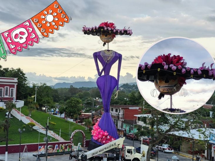 Inician las festividades de Todos Santos en Misantla con la Catrina gigante como protagonista