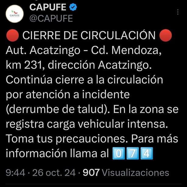 Derrumbe en cumbres de Maltrata cierra autopista Orizaba- Puebla; vía alterna con gran carga vehícular | VIDEO