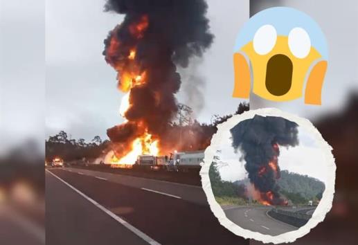 Pipa de combustible arde en llamas y desata el pánico en el libramiento Xalapa-Perote (+Video)