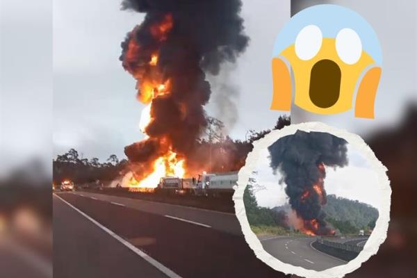 Pipa de combustible arde en llamas y desata el pánico en el libramiento Xalapa-Perote (+Video)