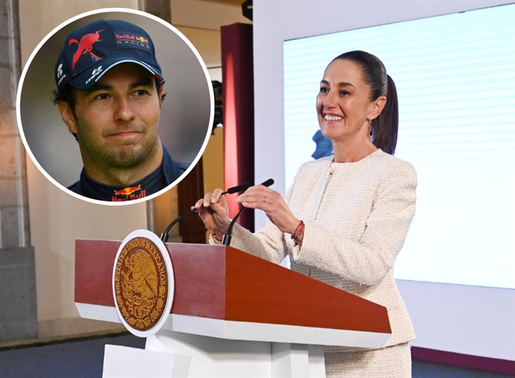 Claudia Sheinbaum felicita a Checo Pérez tras el Gran Premio de México 