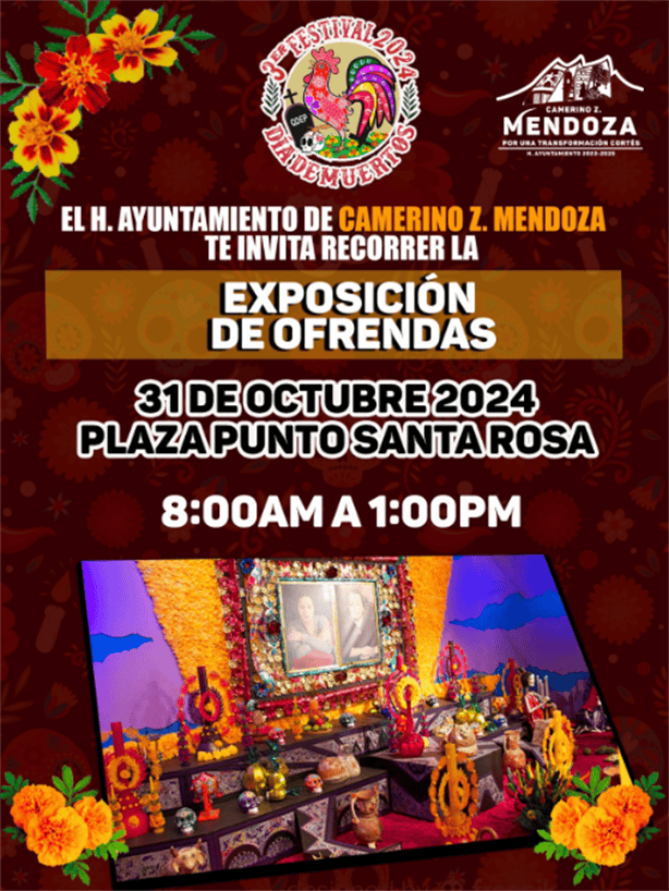 Realizarán Festival de Día de Muertos en Camerino Mendoza; checa el programa