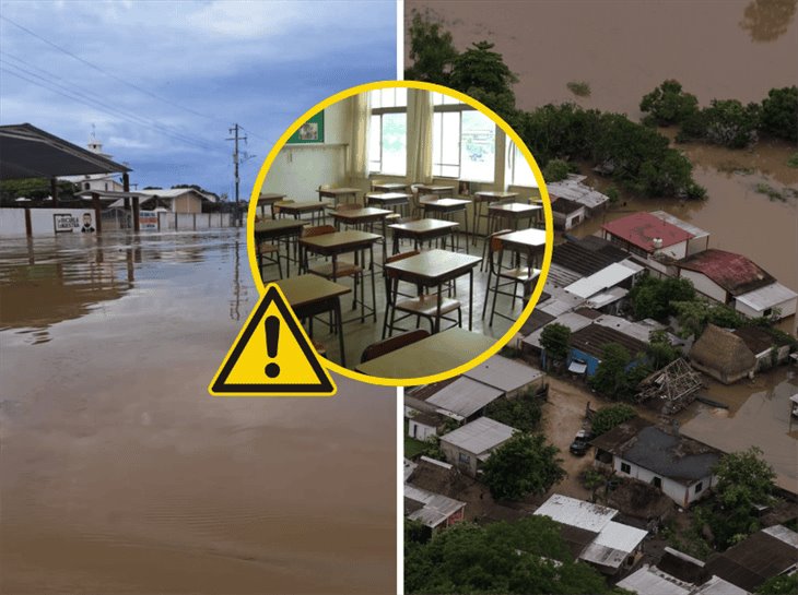 Escuelas registran afectaciones por inundaciones en el sur de Veracruz (+VIDEO)