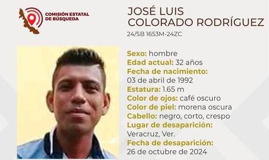 Familia busca al joven José Luis Colorado, desapareció hace 5 días en Veracruz