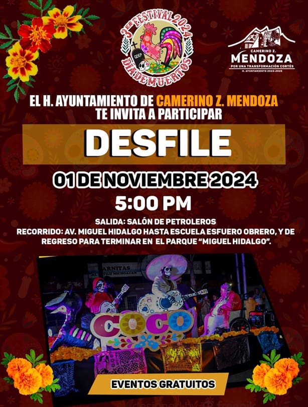 Realizarán Festival de Día de Muertos en Camerino Mendoza; checa el programa