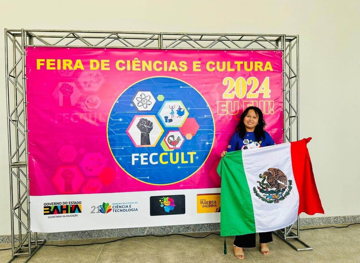 Joven estudiante acayuqueña da una excelente participación en concurso internacional en Brasil