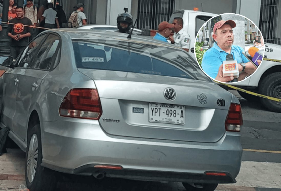 Adrián persiguió al hombre que chocó su automóvil por las calles del centro de Veracruz