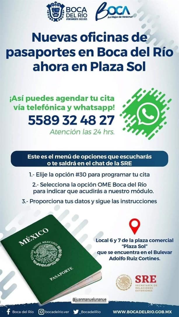 ¿Quieres sacar una cita para pasaporte en Boca del Río? Así puedes hacerlo por WhatsApp