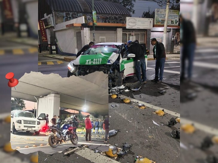 Se registra encontronazo entre camioneta y taxi en avenida Lázaro Cárdenas de Xalapa