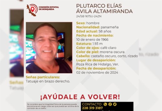 ¿Lo has visto?: Plutarco está desaparecido en Poza Rica; es originario de Panamá 